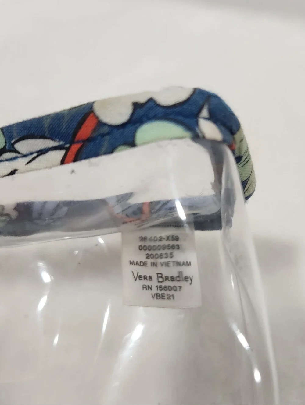 Vera Bradley Navy Blue Floral Burst Eye Mask Clear Cosmetic Bag Gift Set
